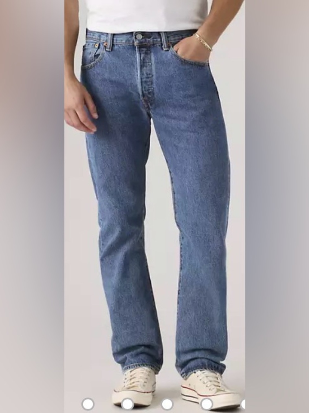 Levi's Men's 501 Button Fly Straight Leg Jeans in Medium Blue Denim Size 31 x 32